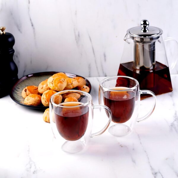 KARACA Glass Coffee Cup Set of 2, 2 Pieces Double - Walled Cups - 400ml / 14oz - Image 3